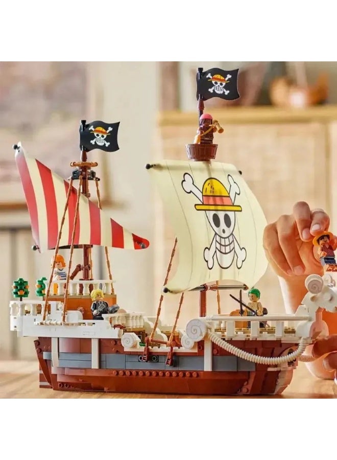 عام **طقم مكعبات بناء سفينة قراصنة One Piece - نموذج سفينة، مكعبات تجميع، تفاصيل فاخرة، لعبة طرفيات علامة تجارية للمعجبين، مجموعة وعرض** - Image 1